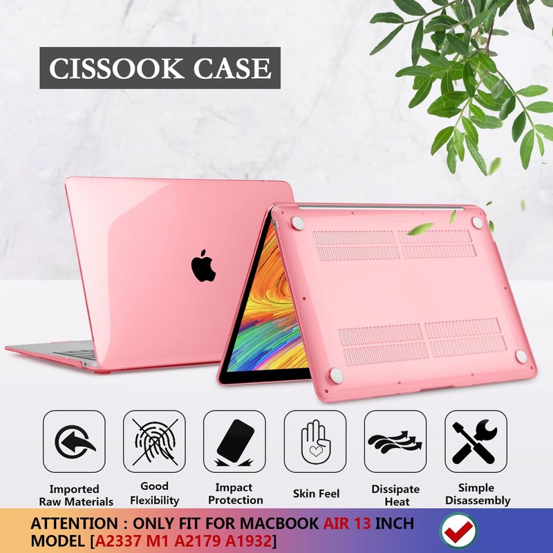 CISSOOK for MacBook Air 13 Inch Case Pink,Plastic Hard Shell