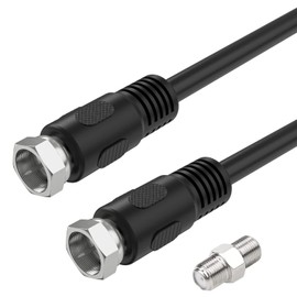 Short Coaxial Cable, 1ft Black Coax Cable 0.3m RG6 F Male to Male Connector Cord 75 Ohm with Coax Female to Female Coupler Adapter UIInosoo for AV, Cable TV, Antenna and Satellite