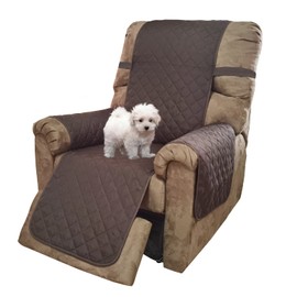 U-NICE HOME Recliner Chair Covers Reversible Chair Cover Pet Covers for Dogs with Elastic Straps Water Resistant Diamond Quilted (28''Recliner Oversized, Coffee/Beige)