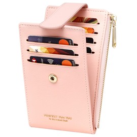 ZRTARY Slim Card Holder Wallets for Women RFID Bifold Card Case Money Organizer with Zipper Pocket