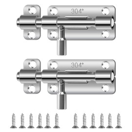 Door Bolt Pack of 2 Sliding Latch Stainless Steel Bolt Bolt Lock Small with Screws Lock Bolt Lock for Garden Gate Bathroom Shed