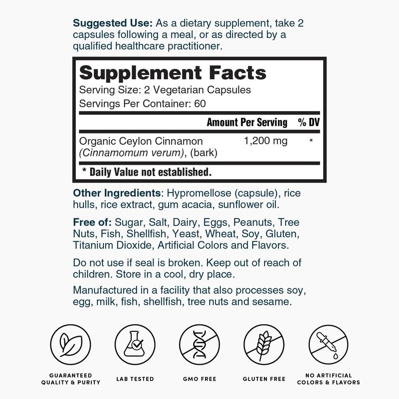 Nature's Lab Ceylon Cinnamon 1,200 mg per Serving - Supports