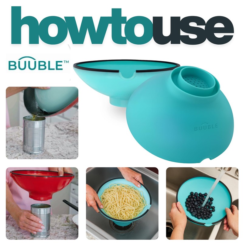 BUUBLE Ultimate Grease Drainer & Food Strainer (Aqua) Premium Heat-Resistant