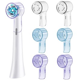 6 Pack Toothbrush Covers for Oral B iO Replacement Heads, Toothbrush Cover Caps for Oral B Pro1000 Electric Toothbrush Head，iO Toothbrush Head Cover for Travel & Home (Transparent + Blue + Purple)