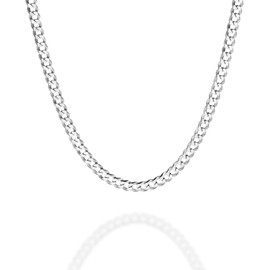 Quadri - Cuban curb chain for men - women made of 925 real silver - width 3.5 mm - length 41 | 46 | 52 | 56 | 61 cm extension of 5 cm - made in Italy, 925 real silver, No Gemstone