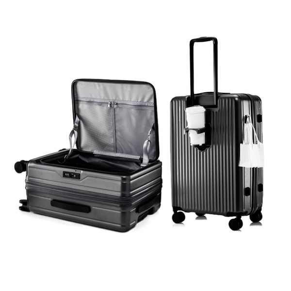 HotWay 26 Inch Expandable Checked Luggage with Cup Holder, Hardside