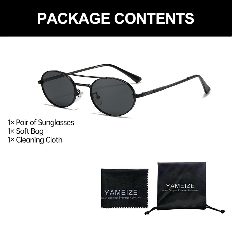 YAMEIZE Retro Metal Frame Pilot Round Sunglasses for Men and