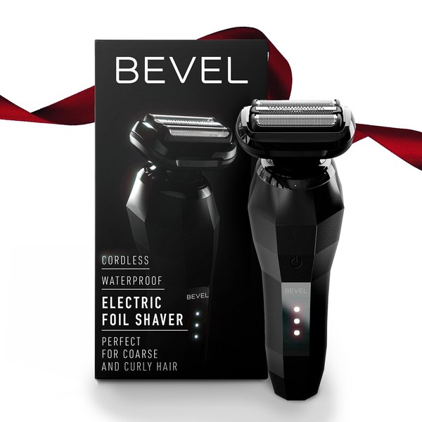 Bevel Electric Shaver for Men, Electric Foil Shaver, Wet and Dry, Waterproof, Fast Charging, Cordless Rechargeable, Black