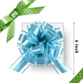 6 Pieces Big Pull Bow Gift Wrapping,6 inches, Pull Bow Ribbon Pull Bows for Christmas Wedding Baskets Valentine's Day Bows Ribbon Large Bow for Gift Wrapping (Cyan)
