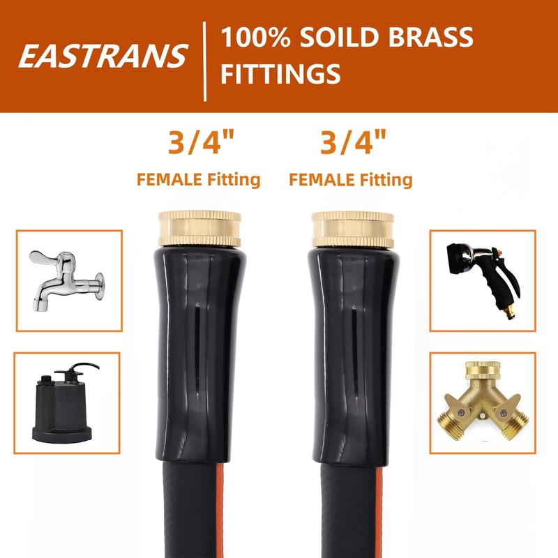 EASTRANS Female to Female Garden Hose 5 ft x 5/8",