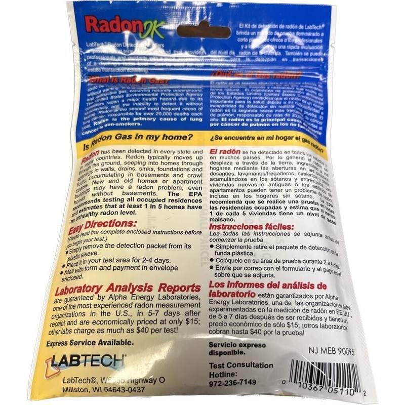 LABTECH 1 PIECE OF LABTECH RADON DETECTION KIT NEW IN