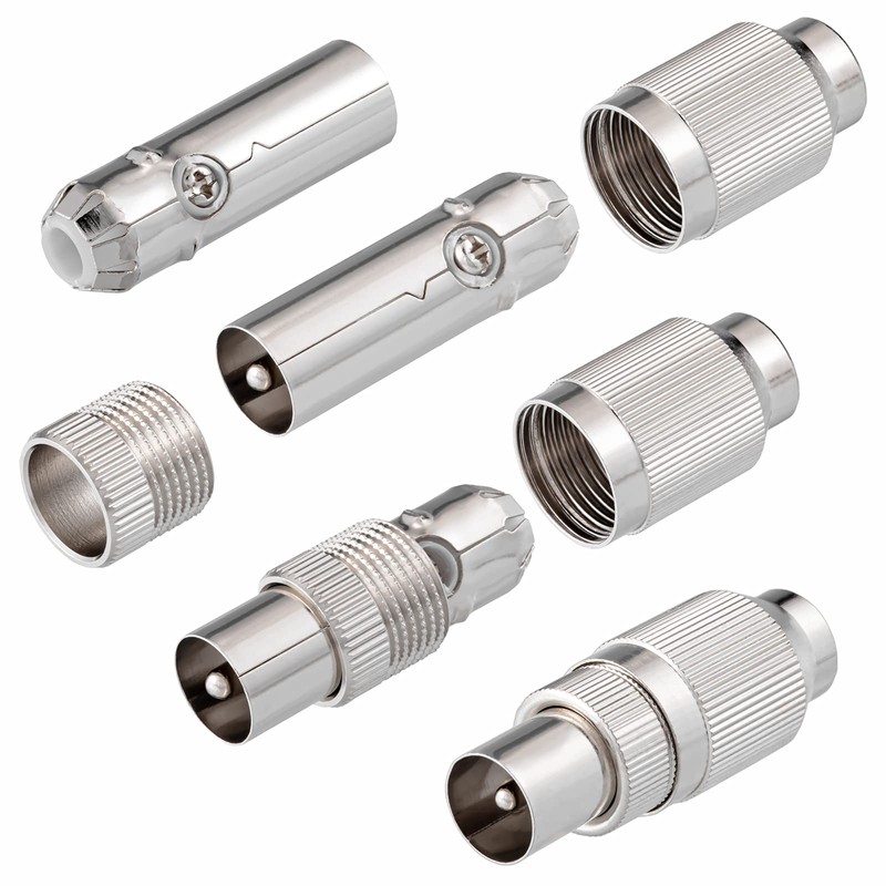 1x IEC Coaxial Male Antenna Cable Coupling Metal Detachable TV