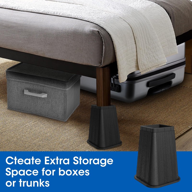 MYMULIKE Bed Risers 8 Inch Heavy Duty, Furniture Risers Lifts