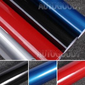AUTOGOODY 108" x 60" HIGH GLOSS 5D Silver Carbon Fiber Vinyl Wrap Bubble Free 9ft x 5ft 6D