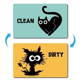PWHINGN Funny Cartoon Cat Dishwasher Magnet Clean Dirty Sign, Double Sided Kitchen Reversible Magnet Indicator, Kitchen Refrigerator Washing Machine Clean Dirty Sign