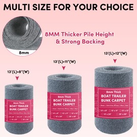 VEITHI Boat Trailer Bunk Carpet Grey 8 inch x 13 feet - Bunk Carpet for Boat Trailers - Boat Bunk Carpet - Trailer Bunk Carpet - Boat Trailer Carpet for Boat Trailers or Jet Ski Ramps