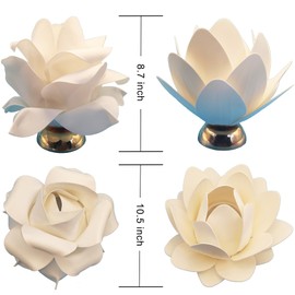 White EVA Flower Table Lights, LED 3000K Warm Lighting, 3*AA Battery (Not Included), for Home Art Decoration, Wedding, Party and Bedroom (White Lotus)