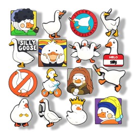 MOKADON 16 Pcs Funny Goose Shoe Charms, Shoe Decoration Party Gifts For Boys Girls Kids, Women.