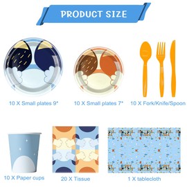 81Pcs Blue Dog Birthday Party Tableware Set Cute Dog Party Decoration Blue Cartoon Birthday Party Supplies