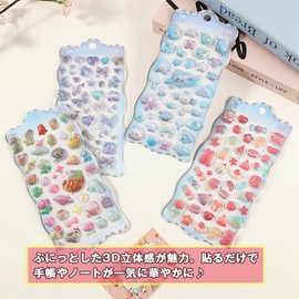 JetWave Squishy Stickers, Set of 4, Cute for Girls, 3D Stickers, Bon Drop Style, Fluffy Texture, PVC Material, Notebook, Envelope, Decoration