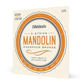 D'Addario | Mandolin Phosphor Bronze | Cuerdas para Mandolina | 8 Cuerdas | Calibre Medio, 11-40 | Bronce Fosforado | EJ74