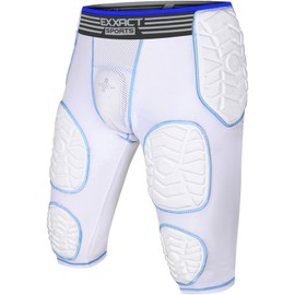 Exxact Sports Combat 7-Pad Youth Football Girdle with Cup Pocket, Padded Compression Shorts with Integrated Pads, Boys Girdle Football (YS, White Combat)