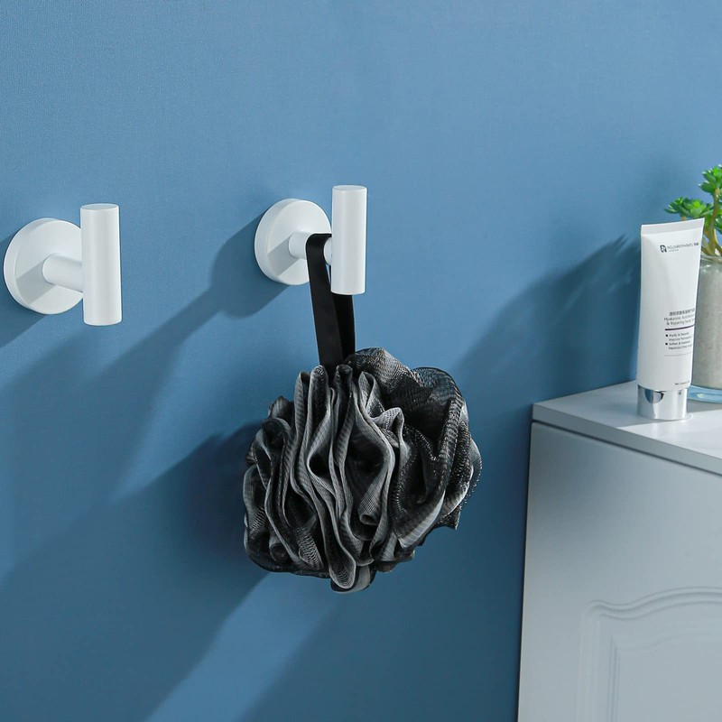 SEABEFORE White Towel Hooks Coat Robe Hook for Bath and