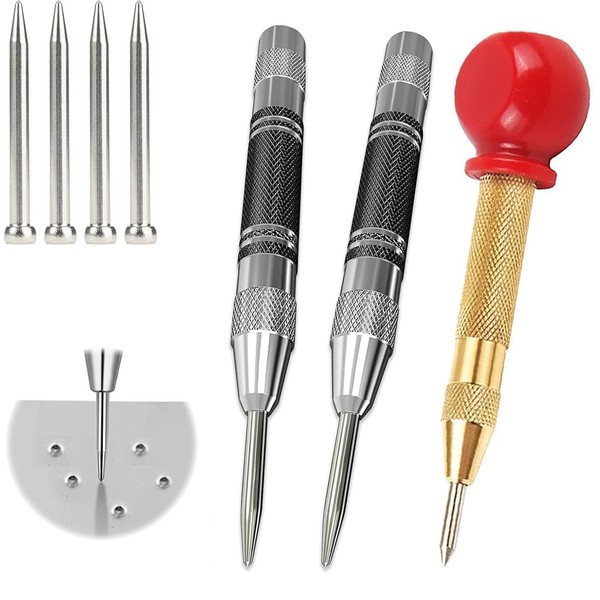 Pack of 3 Automatic Centre Punch Metal Tool Spring Loaded