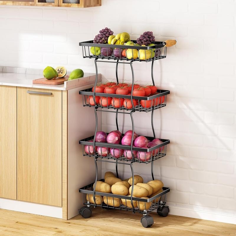Fruit Basket Kitchen Pantry Organizers and Storage - 4 Tier