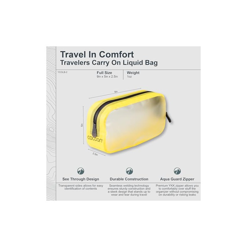 Cocoon Carry On Travel Bag for Liquids, Yellow, Yellow