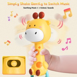 Baby Toys for 6-12-18 Months Toddlers,Baby Essentials Music Rattle Teether Giraffe Sensory Chew Rubber 1st Birthday Gift for 6-18 Months 1+ Year Old Boys Girls（Giraffe）