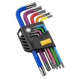 AMTOVL Star Allen Wrench Set, 9PCS Star Key Set, T10-T50, Long Arm Star Key Set, Color Coding TX Key Set for Vehicle, and Bicycle Repairs