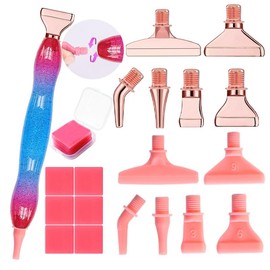 Heyseri 19PCS Diamond Painting Pen Accessories Tools Set, Diamond Art Pens 12 Thread Pen Tips Anti-Fall, Diamond Painting Tools with Diamond Painting Wax for Diamond Art DIY Craft, Comfort Grip