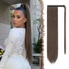 FESHFEN Long Straight Ponytail Extensions Wrap Around Clip in Synthetic