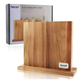 Bloque Magnético De Madera Para Cuchillos De Cocina Hecef Marrón Claro