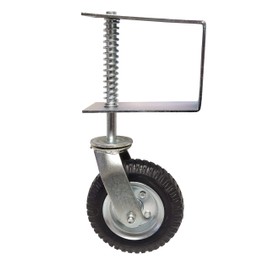 8" Flat-Free Tire Gate Wheel Suspension Spring-Loaded Gate Caster Wheel (Weight Capacity 250 lbs) (Silver)