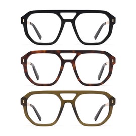 AMOMOMA Retro Square Aviator Reading Glasses for Women,Blue Light Blocking Computer Readers reading glasses men AM6166 Black/Tortoise/blackish green 2.50