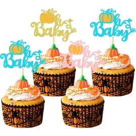 Ercadio - Paquete de 24 adornos de calabaza, diseño de calabaza, diseño de calabaza, diseño de calabaza, diseño de magdalenas, decoración de cupcakes, decoración para fiestas de cumpleaños, decoración de pasteles