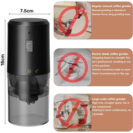 Molinillo de Café Eléctrico con Ajustes de Molienda Múltiple, Molinillo de café de 1200 mAh con fresa cónica de cerámica y carga USB, para Granos de Café