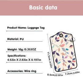 Luggage Tags for Suitcases, 2-Pack PU Leather for Cruise & Travel, Baggage ID Tags with Privacy Cover & Address Card, Durable Metal Ring, Kids Adults Travel Accessories, Pastel Foliage
