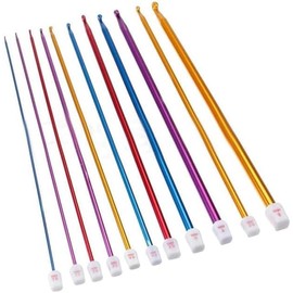 WEZCHUGHAOL 11-Piece Crochet Hook Set - Colorful Crochet Needles for Various Knitting Projects, Rug Making, and More - 27cm/10.6 inches Long(2-8mm)