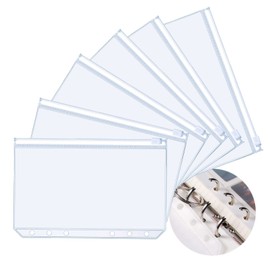 6 Pcs A6 Plastic Zipper Budget Binder Pockets,A6 Size 6Hole Plastic Binder Zipper Folders Waterproof Loose Leaf Bags Notebook Documents,Photo,Bills Organizer Money Cash Envelope Punch Wallet Organiser