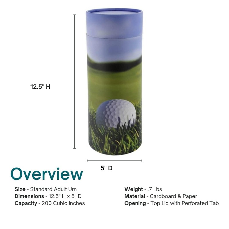 Silverlight Urns Golf Scattering Tube, Biodegradable Cremation Urn to Scatter