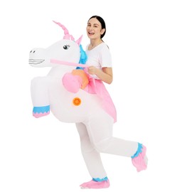 GOPRIME Riding Unicorn Costume, Inflatable, Adult Size (White)