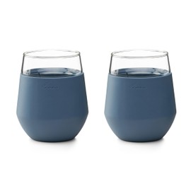 Rabbit Wine Freezable Glasses Chillable Stemless Wine Glasses, Freeze to Keep Wine Cold Longer, No Dilution, Set of 2, Slate