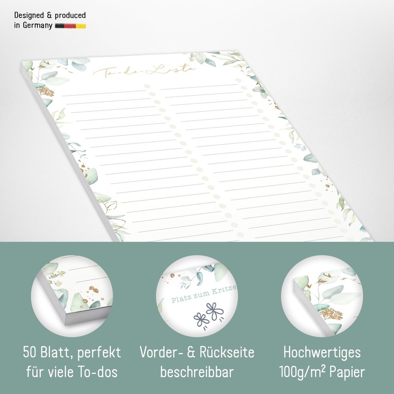 paper&you® A5 To-Do Listen Pad [Gold Leaf] 50 Pages Including