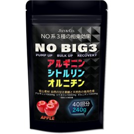 JAY&CO. NO BIG3 Arginine, Citrulline, Ornithine (3 Types of 1,000 mg) (Apple, 40 Doses 8.5 oz (240 g)