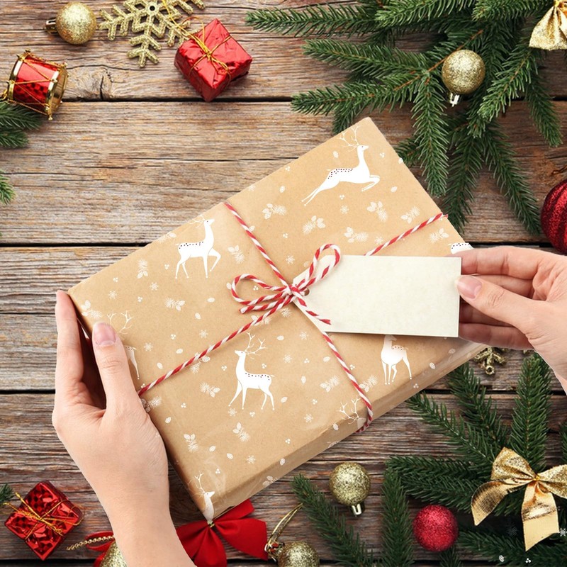 80 * 500cm Christmas Cellophane Wrap,White Deer Transparent Cellophane Wrap