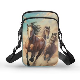 WELLFLYHOM Mini Crossbody Bag Phone Purses Wallet for Women Canvas Messenger Pouch, Crazy Horse, One Size