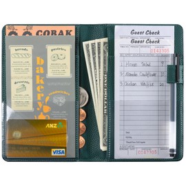 CoBak Server Book – Compact Organizer with Clear and Money Pockets, Pen Holder, Fits Apron Perfectly, Leather Waitress Book